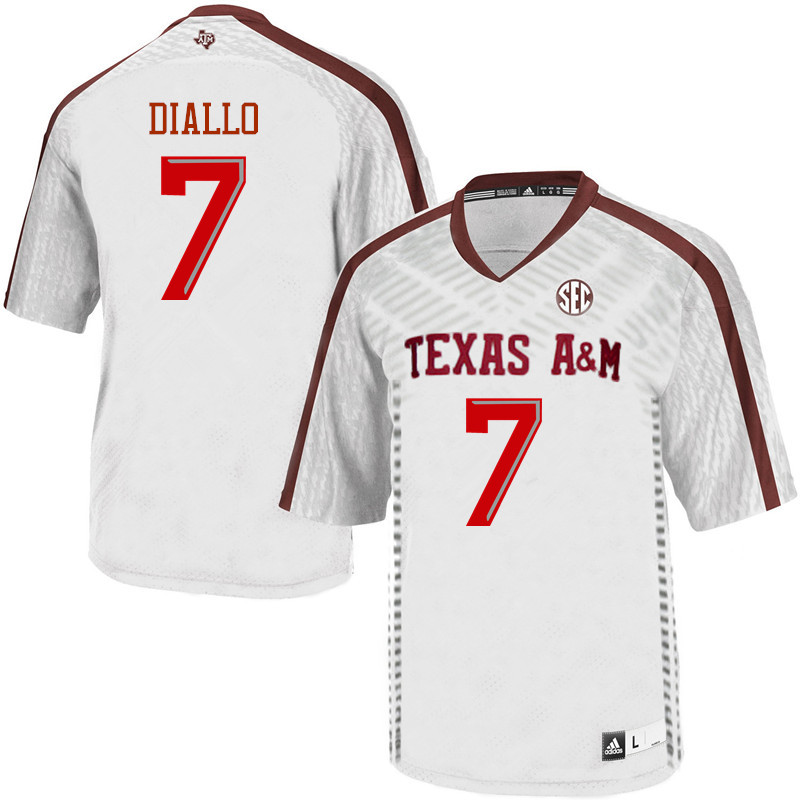 Men #7 Mohamed Diallo Texas A&M Aggies College Football Jerseys Sale-White - Click Image to Close